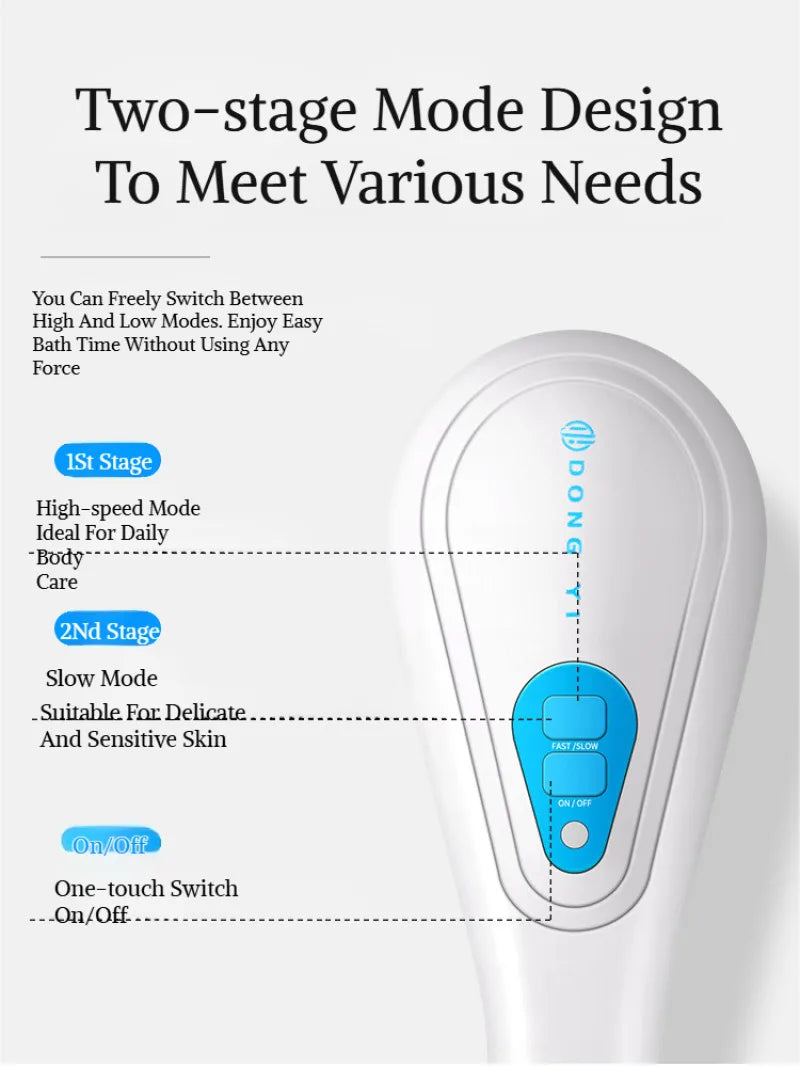 Household electric bath brush five in one long handle deep cleaning massage bath brush waterproof electric massage milk smooth