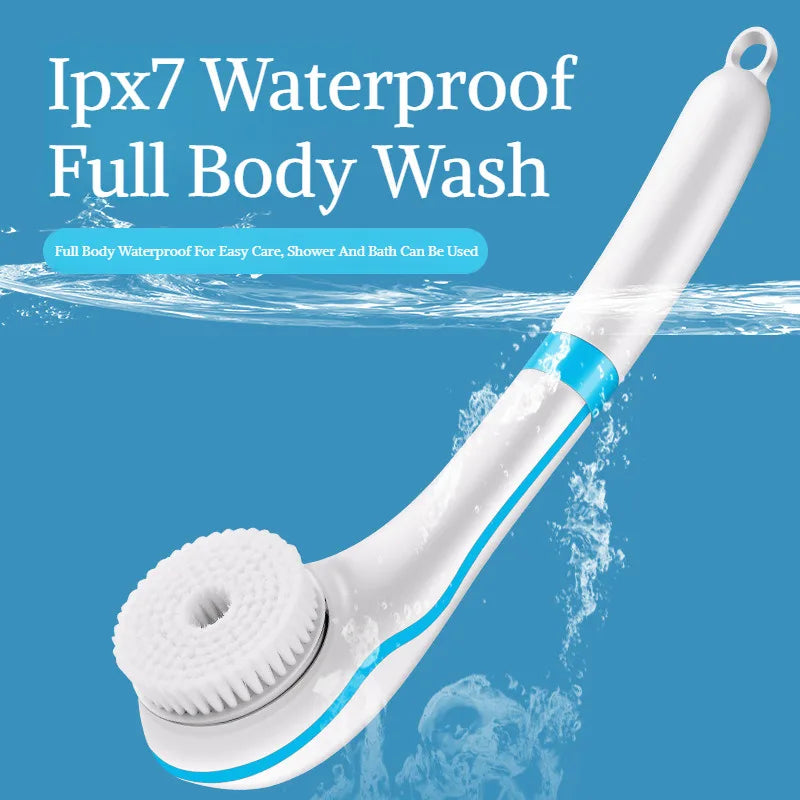 Household electric bath brush five in one long handle deep cleaning massage bath brush waterproof electric massage milk smooth